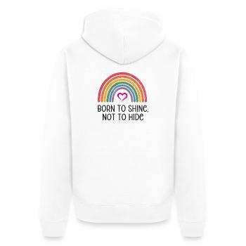 Mois de la fierté LGBTQ - Né pour briller, pas pour se cacher - Veste à capuche bio Premium Unisexe - blanc - Dos - Thijin (182cm)