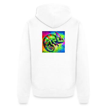Chamäleon - Unisex Premium Bio Zip Hoodie - Weiß - Hinten - Thijin (182cm)