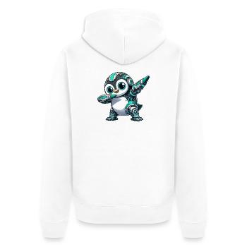 Futuristic Penguin Robot Cyborg Technique - Unisex Premium Organic Zip Hoodie - white - Back - Thijin (182cm)