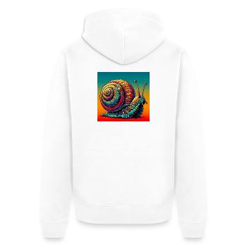 Schnecke - Unisex Premium Bio Zip Hoodie - Weiß - Hinten - Thijin (182cm)
