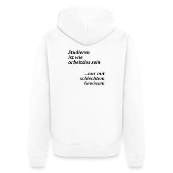 Devise de l’université « Etudier = chômeurs » Etudiants - Veste à capuche bio Premium Unisexe - blanc - Dos - Thijin (182cm)