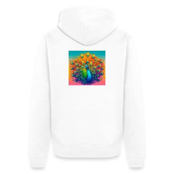Pfau - Unisex Premium Bio Zip Hoodie - Weiß - Hinten - Thijin (182cm)