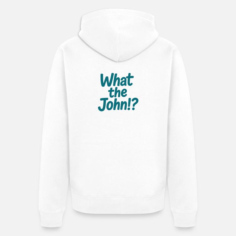 Qu’est-ce que c’est que John ?! Té - Veste à capuche bio Premium Unisexe - blanc