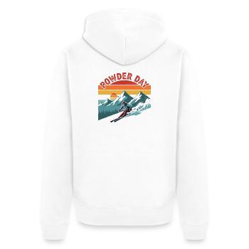 Ski Powder Day Retro Tiefschnee Wintersport - Unisex Premium Bio Zip Hoodie - Weiß - Hinten - Thijin (182cm)