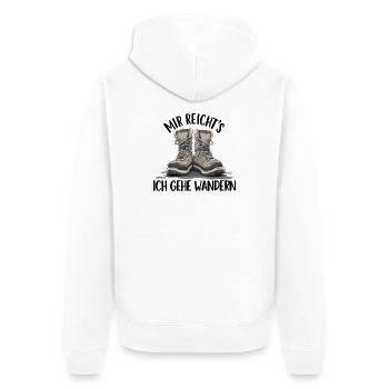 Stiefelduo im Schatten Wandern Wandergruppe Berge - Unisex Premium Bio Zip Hoodie - Weiß - Hinten - Thijin (182cm)