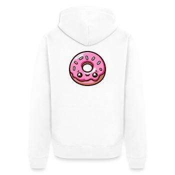 Pastellrosa Kawaii Donut - Unisex Premium Bio Zip Hoodie - Weiß - Hinten - Thijin (182cm)