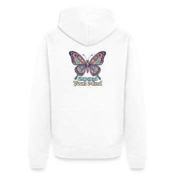 Psychedelic Retro – Expand Your Mind - Unisex Premium Organic Zip Hoodie - white - Back - Thijin (182cm)