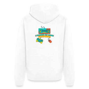 I Paused My Game to Be Here – Funny Gamer Design - Unisex Premium Organic Zip Hoodie - white - Back - Thijin (182cm)