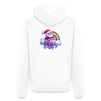 Qualle Weihnachtsmann Weihnachten - Unisex Premium Bio Zip Hoodie - Weiß - Hinten - Thijin (182cm)