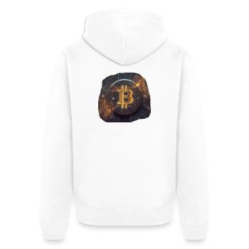Glowing Bitcoin Artwork Crypto - Unisex Premium Organic Zip Hoodie - white - Back - Thijin (182cm)