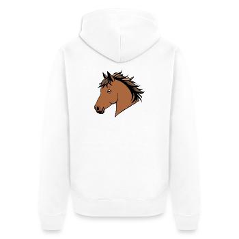 Cheval Chevaux Tête de cheval T-shirt Cadeau Cavalier - Veste à capuche bio Premium Unisexe - blanc - Dos - Thijin (182cm)