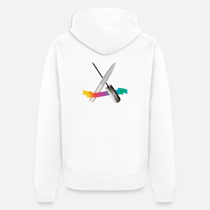 Outils de manucure avec illustration dégradée - Veste à capuche bio Premium Unisexe - blanc