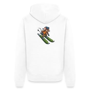 Escapade hivernale Skieur Souris Rat Skieur Concombre Escapade d’hiver - Veste à capuche bio Premium Unisexe - blanc - Dos - Thijin (182cm)