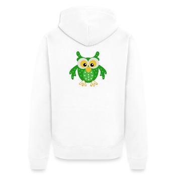 Green Owl with Dots - Unisex Premium Organic Zip Hoodie - white - Back - Thijin (182cm)