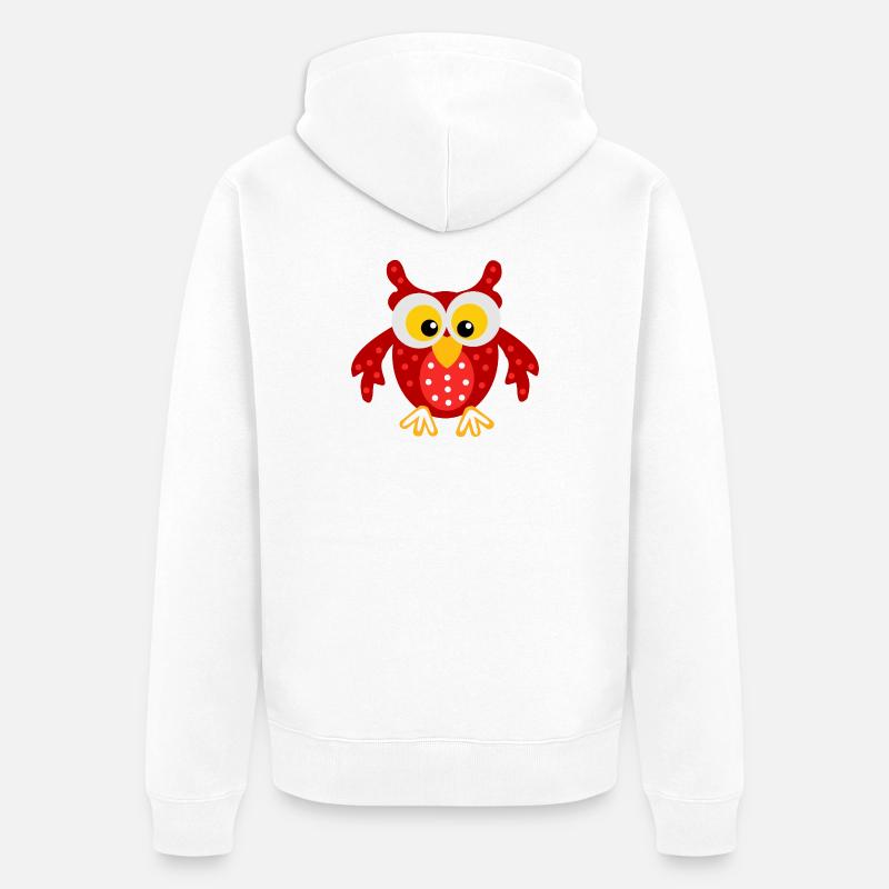 La chouette rouge aux points - Veste à capuche bio Premium Unisexe - blanc