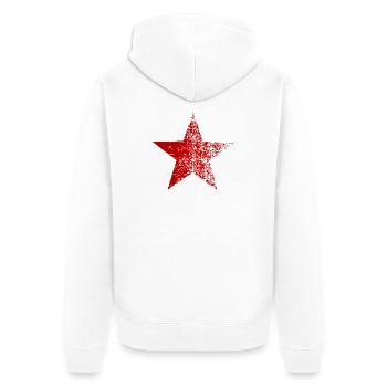 Roter Stern Vintage Look Kommunist Sowjetunion - Unisex Premium Bio Zip Hoodie - Weiß - Hinten - Thijin (182cm)