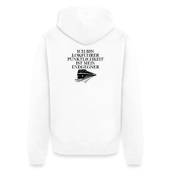 Lokführer Design  - Unisex Premium Bio Zip Hoodie - Weiß - Hinten - Thijin (182cm)
