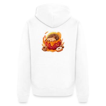 Kuscheliger Igel im Donut - Unisex Premium Bio Zip Hoodie - Weiß - Hinten - Thijin (182cm)