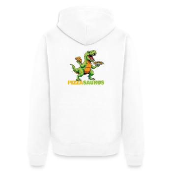Pizzasaurus Dinosaur Pizza Lover Funny  - Unisex Premium Organic Zip Hoodie - white - Back - Thijin (182cm)