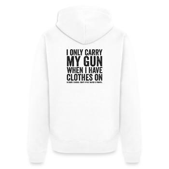Je porte juste mon arme – drôles de droits sur les armes – - Veste à capuche bio Premium Unisexe - blanc - Dos - Thijin (182cm)
