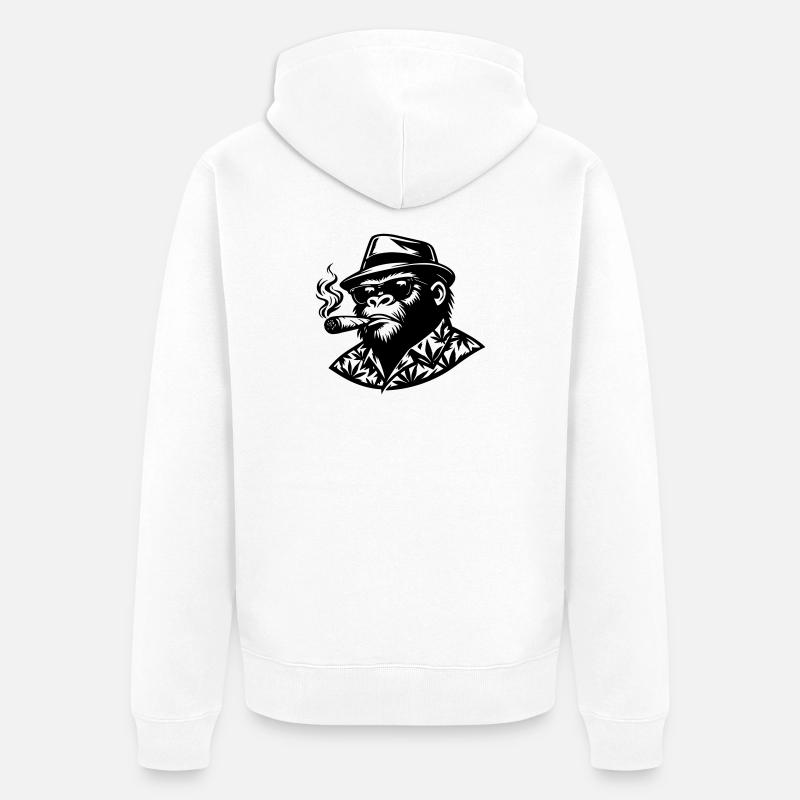 singe smoke - Veste à capuche bio Premium Unisexe - blanc