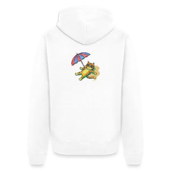 Colorful beach cat with parasol - Unisex Premium Organic Zip Hoodie - white - Back - Thijin (182cm)