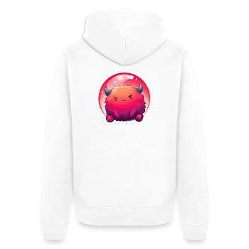 Fluffy Monster Face Gradient - Unisex Premium Organic Zip Hoodie - white - Back - Thijin (182cm)