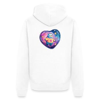 Herzplanet Bär im Raumanzug - Unisex Premium Bio Zip Hoodie - Weiß - Hinten - Thijin (182cm)