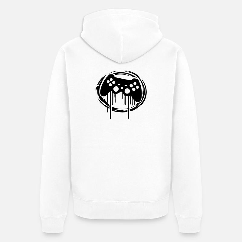 Gaming Controller Circle Pattern - Unisex Premium Organic Zip Hoodie - white