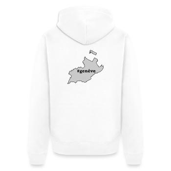 GE Genève / Genf - Unisex Premium Bio Zip Hoodie - Weiß - Hinten - Thijin (182cm)