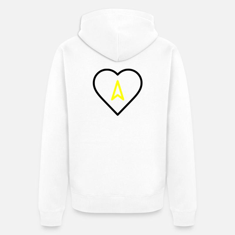 Cœur avec direction de flèche - Veste à capuche bio Premium Unisexe - blanc