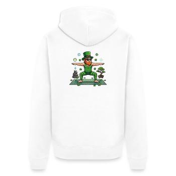St. Patricks Day Yoga Leprechaun Namaste - Unisex Premium Bio Zip Hoodie - Weiß - Hinten - Thijin (182cm)