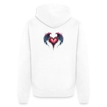 Florales geflügeltes Herz - Unisex Premium Bio Zip Hoodie - Weiß - Hinten - Thijin (182cm)
