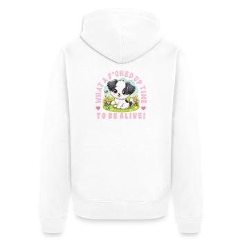 Funny Black Humor Dogs Design - Unisex Premium Organic Zip Hoodie - white - Back - Thijin (182cm)