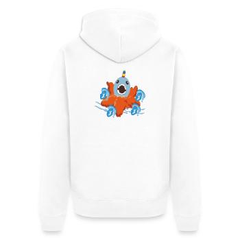 Einhorn Fisch - Unisex Premium Bio Zip Hoodie - Weiß - Hinten - Thijin (182cm)