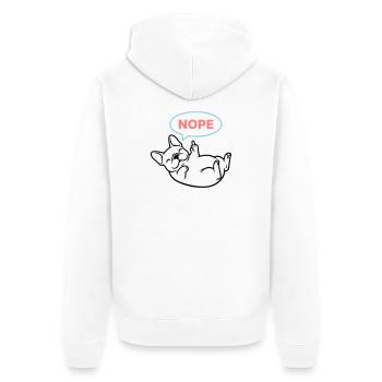 Frenchie Hund Nope Comic Bunt - Unisex Premium Bio Zip Hoodie - Weiß - Hinten - Thijin (182cm)