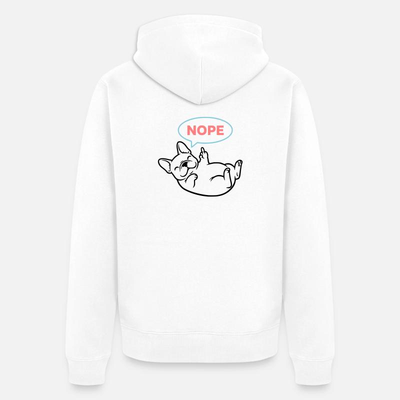 Frenchie Hund Nope Comic Bunt - Unisex Premium Bio Zip Hoodie - Weiß