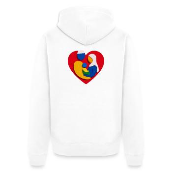 Abstract Muslim Family Heart Hug - Unisex Premium Organic Zip Hoodie - white - Back - Thijin (182cm)