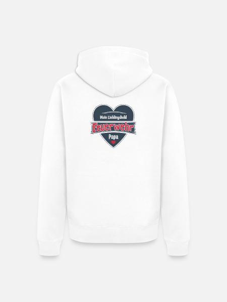 Feuerwehr Papa Mein Lieblingsheld Geschenk - Unisex Premium Bio Zip Hoodie - Weiß
