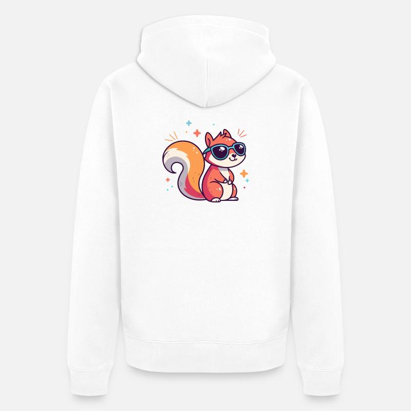 Schicke Eichhörnchen-Sonnenbrille - Unisex Premium Bio Zip Hoodie - Weiß