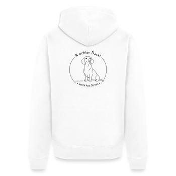 dackel kennt koa stress - Unisex Premium Bio Zip Hoodie - Weiß - Hinten - Thijin (182cm)