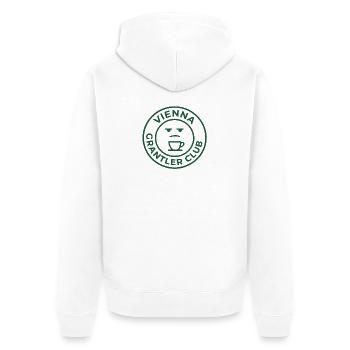 Vienna Grantler Club BigLogo - Unisex Premium Bio Zip Hoodie - Weiß - Hinten - Thijin (182cm)