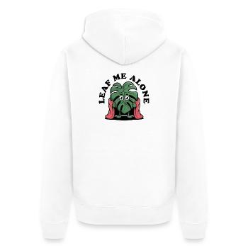 Laisse-moi tranquille Héros Monstera, Feuille avec Cape - Veste à capuche bio Premium Unisexe - blanc - Dos - Thijin (182cm)