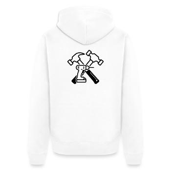 Werkzeug Hämmer Bohrer Outline - Unisex Premium Bio Zip Hoodie - Weiß - Hinten - Thijin (182cm)