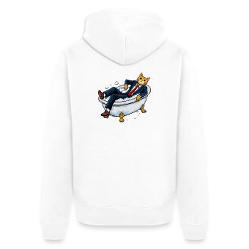 Corporate Cat in a Soapy Bathtub - Unisex Premium Organic Zip Hoodie - white - Back - Thijin (182cm)