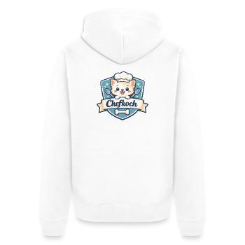 Chefkoch Hund Logo - Unisex Premium Bio Zip Hoodie - Weiß - Hinten - Thijin (182cm)