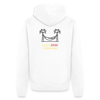 Level 2026 Unlocked Abschluss - Unisex Premium Bio Zip Hoodie - Weiß - Hinten - Thijin (182cm)