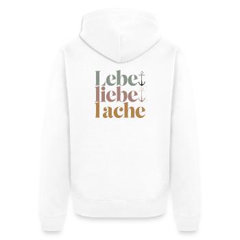 Lebe Liebe Lache Anker Spruch Lebensmotto - Unisex Premium Bio Zip Hoodie - Weiß - Hinten - Thijin (182cm)
