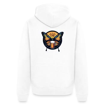 Schmetterling Bier Lustig - Unisex Premium Bio Zip Hoodie - Weiß - Hinten - Thijin (182cm)