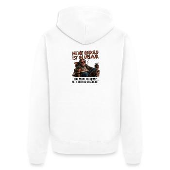 Meine Geduld im Urlaub - Unisex Premium Bio Zip Hoodie - Weiß - Hinten - Thijin (182cm)